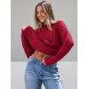 imageTrendy Queen Womens Oversized Cable Knit Crewneck SweatersRed