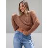 imageTrendy Queen Womens Oversized Cable Knit Crewneck SweatersToffee