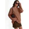 imageTrendy Queen Womens Oversized Cable Knit Crewneck SweatersToffee