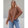 imageTrendy Queen Womens Oversized Cable Knit Crewneck SweatersToffee