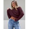 imageTrendy Queen Womens Oversized Cable Knit Crewneck SweatersWine Red