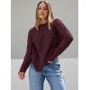 imageTrendy Queen Womens Oversized Cable Knit Crewneck SweatersWine Red