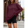 imageTrendy Queen Womens Oversized Long Sleeve T Shirts 2025 Basic Crewneck Tee Fall Tops Casual Workout Y2K ClothesBurgundy