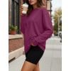 imageTrendy Queen Womens Oversized Long Sleeve T Shirts 2025 Basic Crewneck Tee Fall Tops Casual Workout Y2K ClothesWine