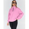 imageTrendy Queen Womens Oversized Sweatshirts Fall Sweaters Fashion Hoodies Half Zip Pullover Long Sleeve Shirts ClothesPink