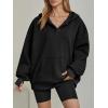imageTrendy Queen Womens Oversized V Neck Hoodies with Thumb Hole Pullover Sweatshirts Y2k Clothes Fall Fashion Outfits 2025Black