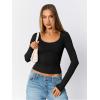 imageTrendy Queen Womens Scoop Neck Long Sleeve Shirts Skinny Going Out Crop Tops Cute Fall Fashion 2025 ClothesBlack