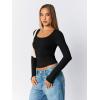 imageTrendy Queen Womens Scoop Neck Long Sleeve Shirts Skinny Going Out Crop Tops Cute Fall Fashion 2025 ClothesBlack