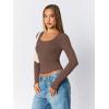 imageTrendy Queen Womens Scoop Neck Long Sleeve Shirts Skinny Going Out Crop Tops Cute Fall Fashion 2025 ClothesCoffee