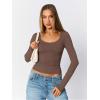imageTrendy Queen Womens Scoop Neck Long Sleeve Shirts Skinny Going Out Crop Tops Cute Fall Fashion 2025 ClothesCoffee