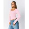 imageTrendy Queen Womens Scoop Neck Long Sleeve Shirts Skinny Going Out Crop Tops Cute Fall Fashion 2025 ClothesPink
