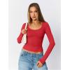 imageTrendy Queen Womens Scoop Neck Long Sleeve Shirts Skinny Going Out Crop Tops Cute Fall Fashion 2025 ClothesRed