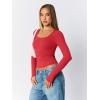imageTrendy Queen Womens Scoop Neck Long Sleeve Shirts Skinny Going Out Crop Tops Cute Fall Fashion 2025 ClothesRed