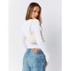 imageTrendy Queen Womens Scoop Neck Long Sleeve Shirts Skinny Going Out Crop Tops Cute Fall Fashion 2025 ClothesWhite