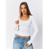 imageTrendy Queen Womens Scoop Neck Long Sleeve Shirts Skinny Going Out Crop Tops Cute Fall Fashion 2025 ClothesWhite