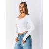 imageTrendy Queen Womens Scoop Neck Long Sleeve Shirts Skinny Going Out Crop Tops Cute Fall Fashion 2025 ClothesWhite