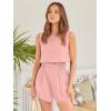 imageTrendy Queen Womens Summer 2 Piece Outfits Short Sets Matching Sleeveless Tank Top High Waisted Shorts with PocketsPink