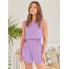 imageTrendy Queen Womens Summer 2 Piece Outfits Short Sets Matching Sleeveless Tank Top High Waisted Shorts with PocketsPurple