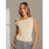 imageTrendy Queen Womens Summer Off The Shoulder Tops Going Out T Shirts Crop Tank Top Fashion Clothes Spring Outfits 2025Apricot