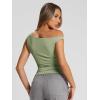 imageTrendy Queen Womens Summer Off The Shoulder Tops Going Out T Shirts Crop Tank Top Fashion Clothes Spring Outfits 2025Green