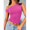 imageTrendy Queen Womens Summer Off The Shoulder Tops Going Out T Shirts Crop Tank Top Fashion Clothes Spring Outfits 2025Hot Pink