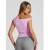 imageTrendy Queen Womens Summer Off The Shoulder Tops Going Out T Shirts Crop Tank Top Fashion Clothes Spring Outfits 2025Purple
