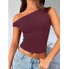 imageTrendy Queen Womens Summer Off The Shoulder Tops Going Out T Shirts Crop Tank Top Fashion Clothes Spring Outfits 2025Wine Red