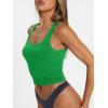 imageTrendy Queen Womens Summer Square Neck Tank Tops Workout Cropped Ribbed Summer Camisole Sleeveless Clothes 2025Green