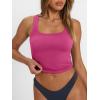 imageTrendy Queen Womens Summer Square Neck Tank Tops Workout Cropped Ribbed Summer Camisole Sleeveless Clothes 2025Hot Pink