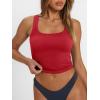 imageTrendy Queen Womens Summer Square Neck Tank Tops Workout Cropped Ribbed Summer Camisole Sleeveless Clothes 2025Red