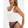 imageTrendy Queen Womens Summer Square Neck Tank Tops Workout Cropped Ribbed Summer Camisole Sleeveless Clothes 2025White
