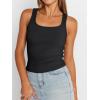 imageTrendy Queen Womens Summer Tank Tops Square Neck Ribbed Sleeveless Basic Crop Going Out Slim Fitted Y2k Clothes 2025Black