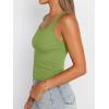 imageTrendy Queen Womens Summer Tank Tops Square Neck Ribbed Sleeveless Basic Crop Going Out Slim Fitted Y2k Clothes 2025Green