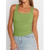 imageTrendy Queen Womens Summer Tank Tops Square Neck Ribbed Sleeveless Basic Crop Going Out Slim Fitted Y2k Clothes 2025Green