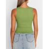 imageTrendy Queen Womens Summer Tank Tops Square Neck Ribbed Sleeveless Basic Crop Going Out Slim Fitted Y2k Clothes 2025Green
