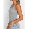 imageTrendy Queen Womens Summer Tank Tops Square Neck Ribbed Sleeveless Basic Crop Going Out Slim Fitted Y2k Clothes 2025Grey
