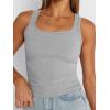 imageTrendy Queen Womens Summer Tank Tops Square Neck Ribbed Sleeveless Basic Crop Going Out Slim Fitted Y2k Clothes 2025Grey