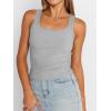 imageTrendy Queen Womens Summer Tank Tops Square Neck Ribbed Sleeveless Basic Crop Going Out Slim Fitted Y2k Clothes 2025Grey