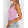 imageTrendy Queen Womens Summer Tank Tops Square Neck Ribbed Sleeveless Basic Crop Going Out Slim Fitted Y2k Clothes 2025Pink