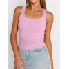 imageTrendy Queen Womens Summer Tank Tops Square Neck Ribbed Sleeveless Basic Crop Going Out Slim Fitted Y2k Clothes 2025Pink