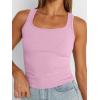 imageTrendy Queen Womens Summer Tank Tops Square Neck Ribbed Sleeveless Basic Crop Going Out Slim Fitted Y2k Clothes 2025Pink