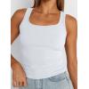 imageTrendy Queen Womens Summer Tank Tops Square Neck Ribbed Sleeveless Basic Crop Going Out Slim Fitted Y2k Clothes 2025White