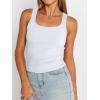 imageTrendy Queen Womens Summer Tank Tops Square Neck Ribbed Sleeveless Basic Crop Going Out Slim Fitted Y2k Clothes 2025White