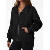 imageTrendy Queen Womens Sweatshirts Zip Up Hoodies Cropped Crewneck Pullover Casual Jackets Y2k Clothes Fall Fashion Outfits 2025Black