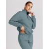 imageTrendy Queen Womens Sweatsuits 2 Piece Outfits Fall Lounge Sweat Sets Half Zip Sweatshirts with Baggy SweatpantsBluegreen