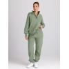 imageTrendy Queen Womens Sweatsuits 2 Piece Outfits Fall Lounge Sweat Sets Half Zip Sweatshirts with Baggy SweatpantsGreen