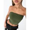 imageTrendy Queen Womens Tube Tops Strapless Crop Tops Basic Backless Sleeveless Bandeau Going Out Cute 2025 Summer OutfitsArmy Green