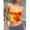imageTrendy Queen Womens Tube Tops Strapless Crop Tops Basic Backless Sleeveless Bandeau Going Out Cute 2025 Summer OutfitsFloralorange