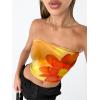 imageTrendy Queen Womens Tube Tops Strapless Crop Tops Basic Backless Sleeveless Bandeau Going Out Cute 2025 Summer OutfitsFloralorange