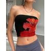 imageTrendy Queen Womens Tube Tops Strapless Crop Tops Basic Backless Sleeveless Bandeau Going Out Cute 2025 Summer OutfitsFloralred